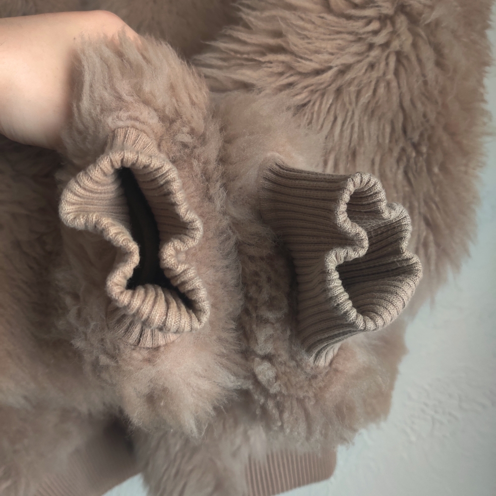 Madewell Genuine Lamb Fur Shearling Leather Coat Cropped Teddy Jacket - Picture 5 of 10